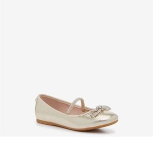 Nina kendalla shoe girls 13  platino gold crackle ballerina sparkle strap bow